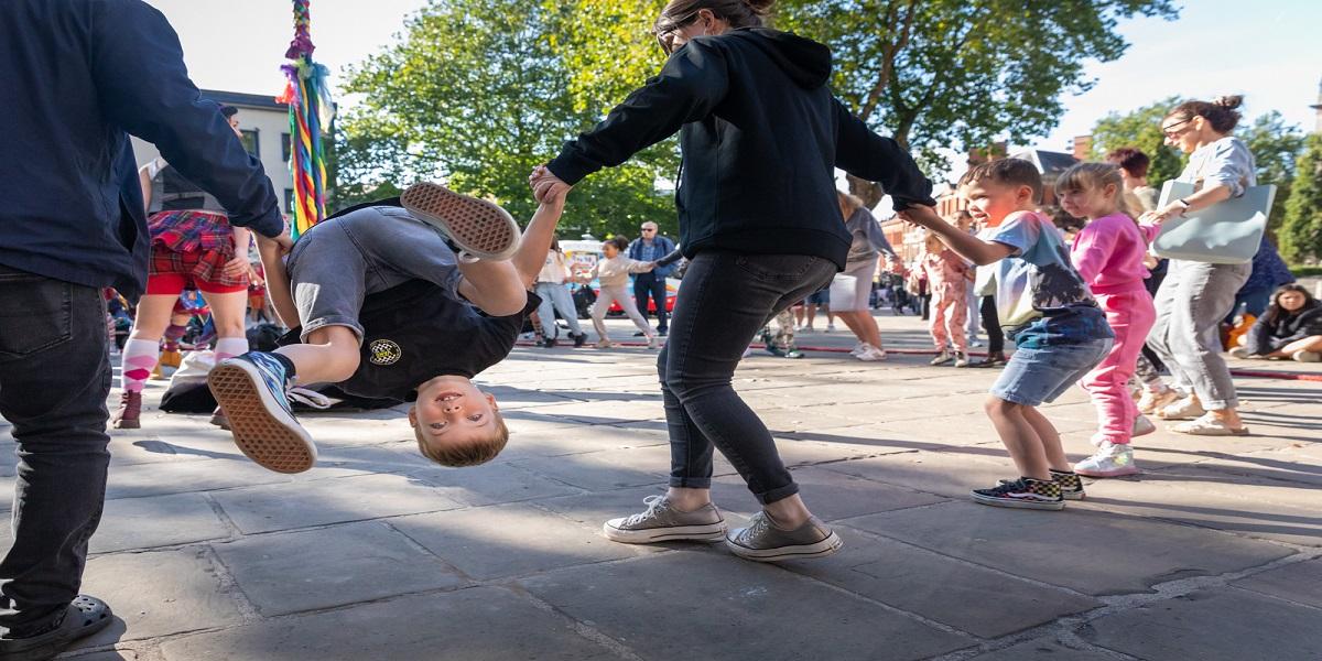 Lancashire Encounter 2022 A boy in mid air whilst in a circle during Lancashire Encounter