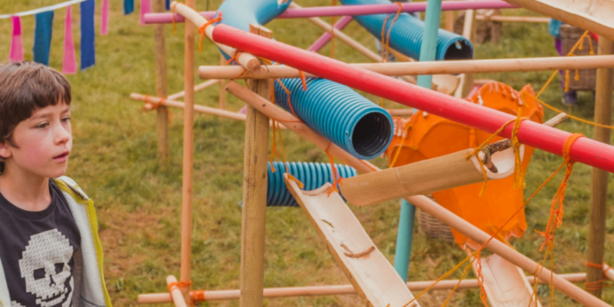 Wild Rumpus Giant Marble Run and kid