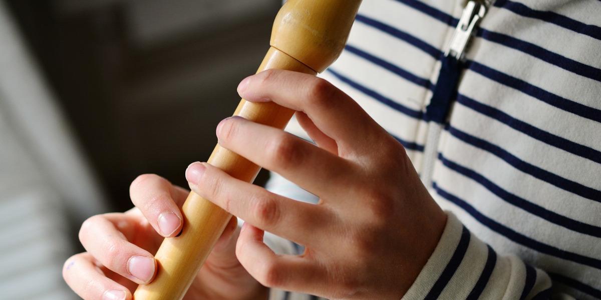 Child playing the recorder