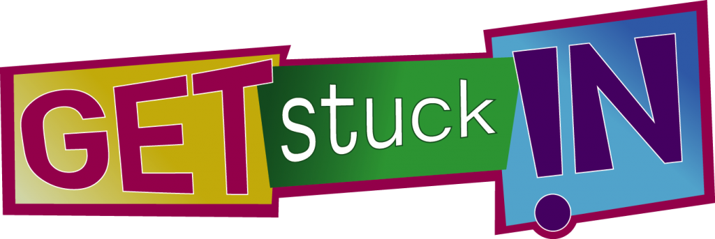 The logo of Get Stuck In who provide half-term children s activities for 4-16 years olds.